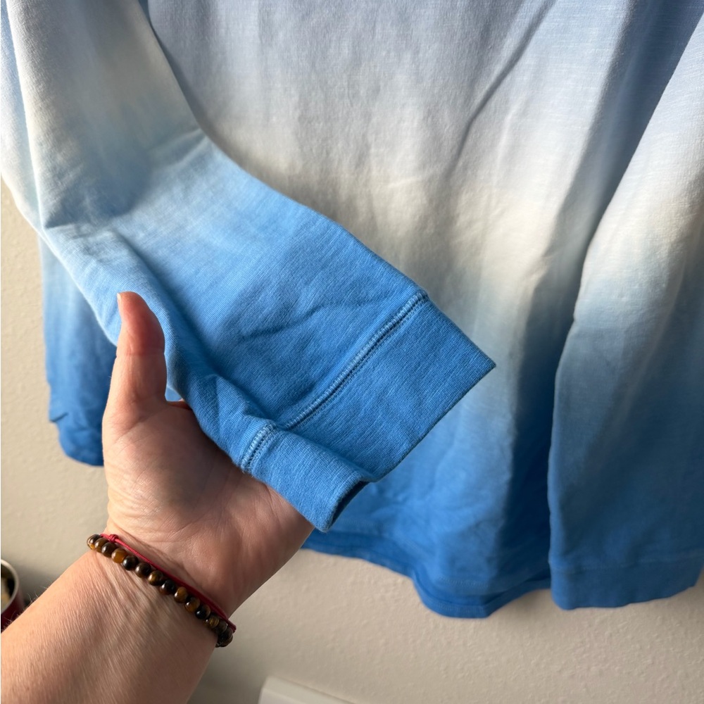Talbots Blue and White Ombre Long Sleeve Top - Picture 2 of 8